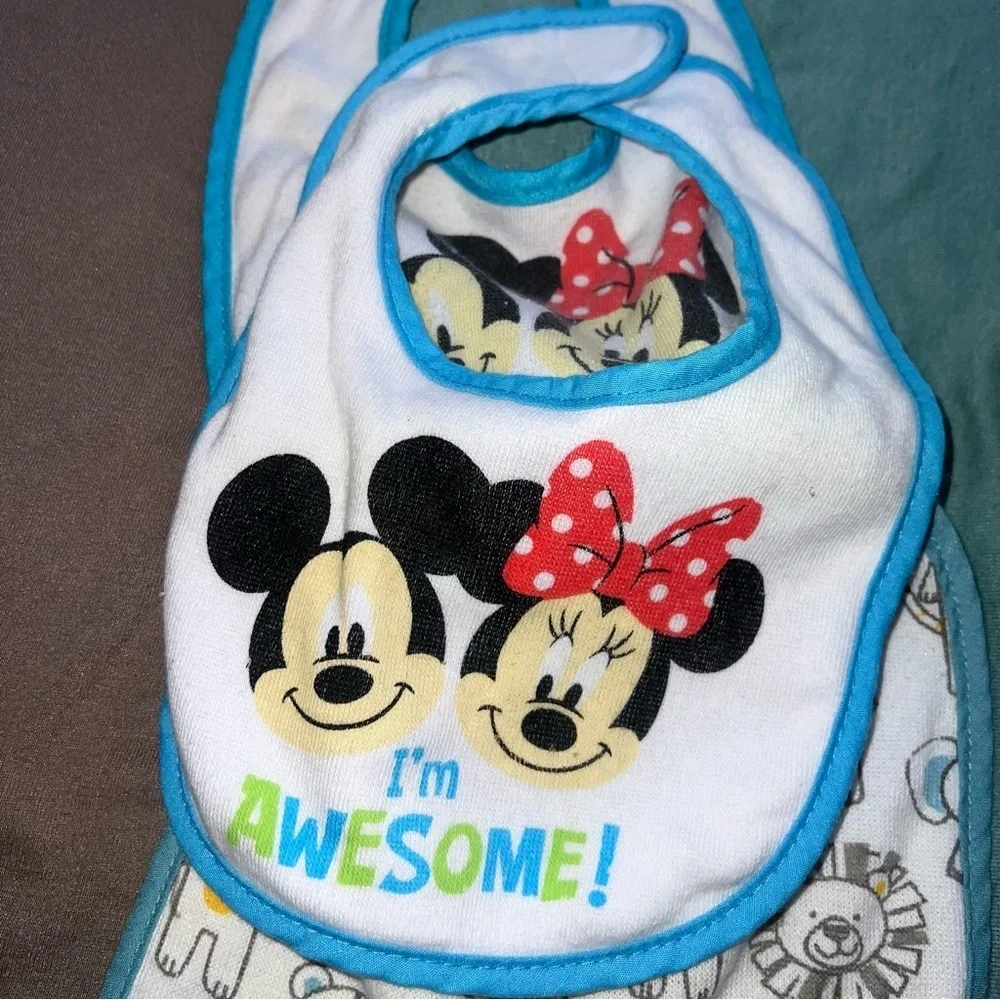 Blue and Green Bib Set with Playful Design